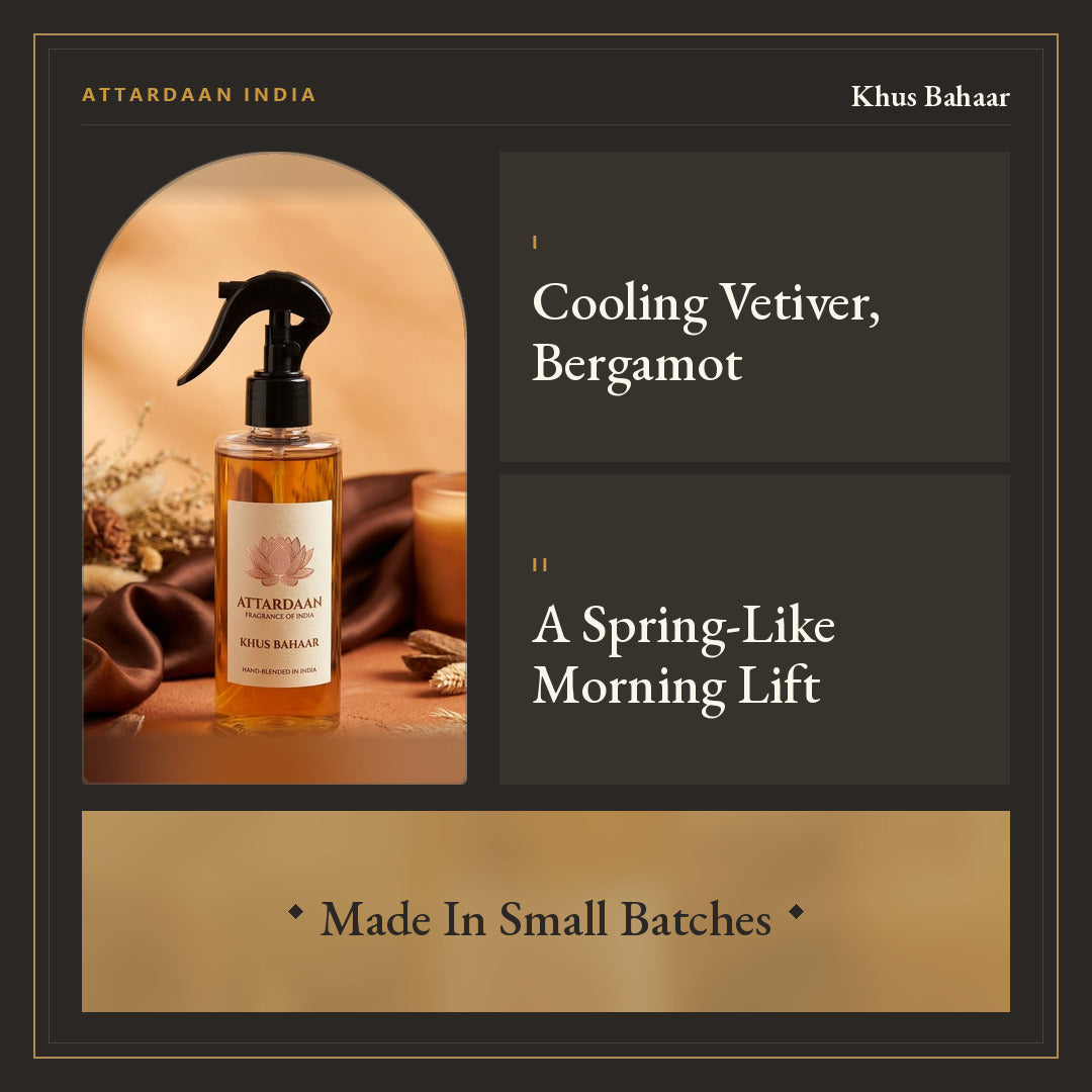 Khus Bahaar — Vetiver & Bergamot Room Spray — Attardaan India