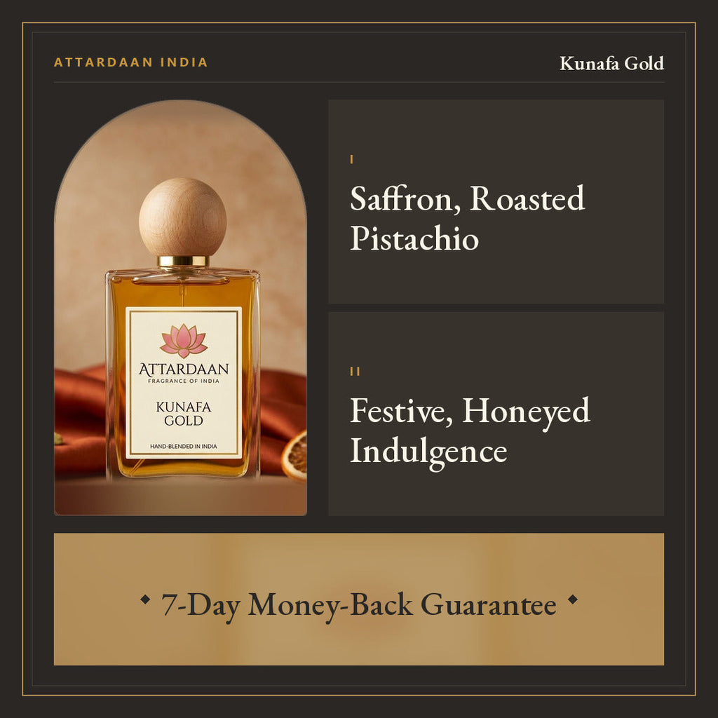 Kunafa Gold — Saffron & Pistachio Eau de Parfum — Attardaan India