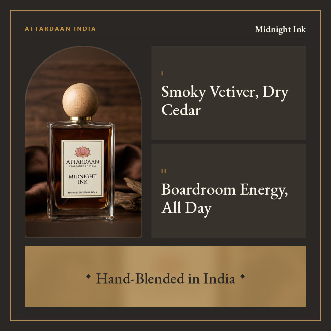 Midnight Ink — Dark Vetiver Eau de Parfum for Men — Attardaan India
