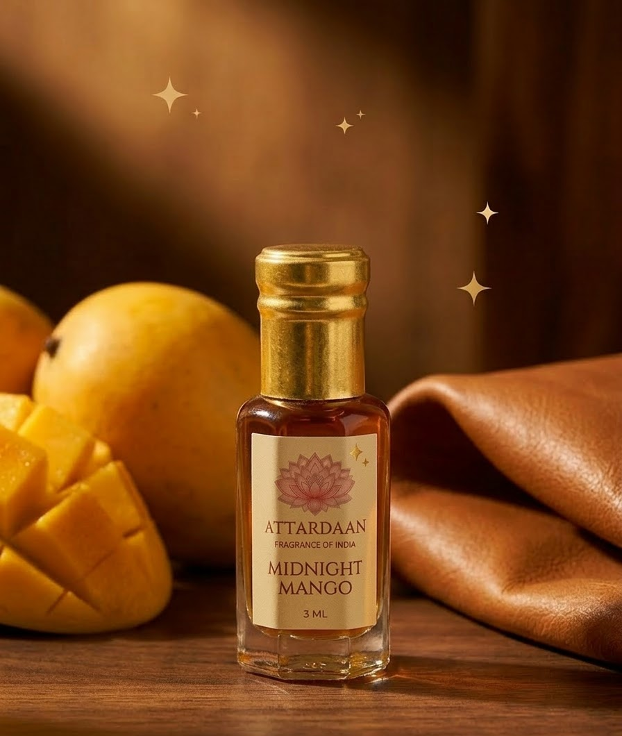 Midnight Mango — Mango, Oud & Leather Perfume — 3 ml bottle — Attardaan India