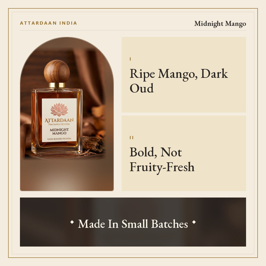Midnight Mango — Mango, Oud & Leather Perfume — Attardaan India